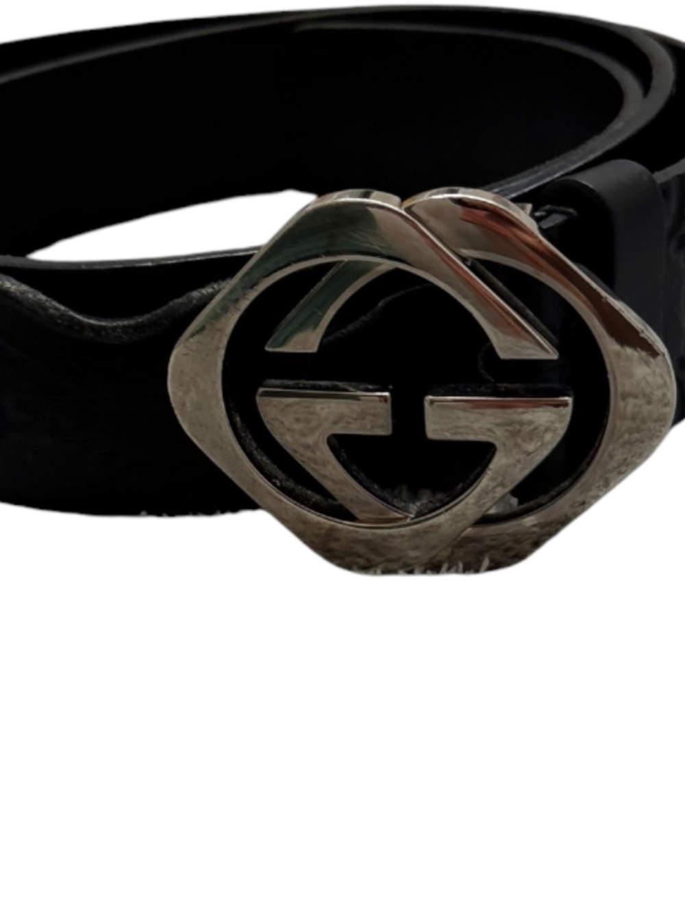 Gucci Interlocking GG Buckle Belt Black Guccissima Leather 95-38 182120 525040 - Picture 2 of 6
